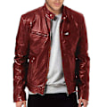 Miniatyrbild 4 av 5: Svart/brun/khaki/röd skinnjacka Mjuk casual Fritidskläder Kappa för kontor i sovrummet Red 4XL