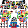 Miniatyrbild 1 av 5: Transformers tema Födelsedagsfest dekorationer transformatorer Dragflikar Tårta Insatser Ballonger Spiralberlocker Set B