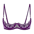 Miniatyrbild 1 av 5: Dam 1/4 kopp bygel BH Halter Neck O Ring Skir Spets Push Up BH Underkläder Öppen BH Underkläder M Purple D
