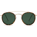 Miniatyrbild 1 av 4: Retro Round Double Bridge Polarized Solglasögon För Kvinnor Män Twin Beams Circular Uv400 Sunnies
