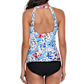 Miniatyrbild 2 av 3: Kvinnor Hawaiian Sport Tankini Bikini Set Badkläder Väst Top Hög midja Beachwear Baddräkt Badkläder Badkläder Gul 2XL