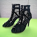Miniatyrbild 4 av 5: Gratis frakt En's High Top dansskor svarta balsalskängor salsa tango skor flicka mode fest nätutskurna högklackade sandaler sommar 40