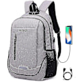 Miniatyrbild 1 av 5: Student Skolväska USB Laddning Resväska Datorryggsäck light grey