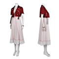 Miniatyrbild 3 av 4: Spel FF7 Vuxen Aerith Gainsborough Kostym Cosplay Final Fantasy Remake Halloween Outfit Fancy Kvinnor Röd Jacka Rosa Klänning M Full set