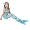 Miniatyrbild 1 av 4: Barn Flickor Mermaid Tail Bikini Set Badkläder Baddräkt Simdräkt_y Blue 9-10 Years