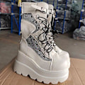 Miniatyrbild 5 av 5: Platformstövlar damer Spänne rem Punk Goth Boot Dam Gothic Snörskor Sz White EU 35.5