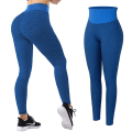 Miniatyrbild 1 av 5: Kvinnors Leggings Yogabyxor med hög midja Tiktok Scrunch Butt Jacquard Ruched Booty Tights Mage Control Butt Lift Grå Vit Svart Lila Fitn Ocean Blue S