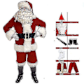 Miniatyrbild 4 av 4: Klassiska flanellkläder för vuxna, jultomtekostym 7-delat set H xl