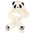 Miniatyrbild 2 av 5: Kvinnor Flickor Söt Panda djur Vinterhattar 3 i 1 varm plysch luvtröja Cap Tasshandskar Vante Scarf Set