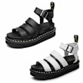 Miniatyrbild 5 av 5: Dammode Chunky Sandaler Tjock sula Strappy Block Flatforms Skor Sommar Ny storlek BLACK 42