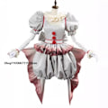 Miniatyrbild 3 av 4: Film Clown Pennywise Cosplay Kostym Halloween Flickor Outfit Skräck Lolita Klänning Upp Kvinnor Fantasy Klänning Karneval Fest Komplett Set M Costume set