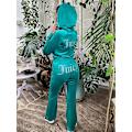 Miniatyrbild 4 av 5: Velour Juicy Sömnadsdräkt Huvtröjor Sammet Dragkedja Sweatshirt Och Byxor Set Sportkläder 2023 Dam Vår/Höst Träningsoverall Crop Top Red M