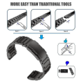 Miniatyrbild 5 av 5: För Garmin Tactix 7 Pro / Fenix ​​7x / Fenix ​​6x Pro 3 Beads Titanium Steel Armband 26mm Universal Quick Release Replacement Replacement Watch Armband - B Black