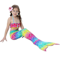 Miniatyrbild 1 av 4: Barn Flickor Mermaid Tail Bikini Set Badkläder Baddräkt Simdräkt_y Rainbow 4-5 Years