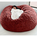 Miniatyrbild 1 av 5: Lazy Sofa Bean Bag konstgjord päls Bean Bag (endast bönor) Claret 135 x 65cm