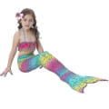 Miniatyrbild 2 av 3: Barn Flickor Mermaid Tail Bikini Set Badkläder Baddräkt Simdräkt Hög kvalitet Rainbow 110