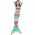 Miniatyrbild 2 av 4: Barn Flickor Mermaid Tail Bikini Set Badkläder Baddräkt Simdräkt Rainbow 10-11 Years