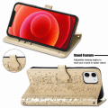 Miniatyrbild 4 av 5: Case för Iphone 12 Flip-plånbok präglat cover Etui Housse Katt Hundmönster - Guld null none
