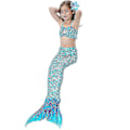 Miniatyrbild 1 av 2: Barn Flickor Mermaid Tail Bikini Set Badkläder Baddräkt Simdräkt Blue 9-10 Years