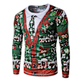 Miniatyrbild 1 av 2: Män Jul Roligt print ful T-shirt Xmas Party Casual Nyhet Långärmade toppar CT293 M