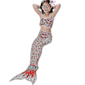 Miniatyrbild 1 av 4: Barn Flickor Mermaid Tail Bikini Set Badkläder Baddräkt Simdräkt Hög kvalitet A Red 120