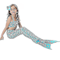 Miniatyrbild 2 av 4: Barn Flickor Mermaid Tail Bikini Set Badkläder Baddräkt Simdräkt Hög kvalitet A Blue 100