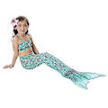 Miniatyrbild 3 av 3: Barn Flickor Mermaid Tail Bikini Set Badkläder Baddräkt Simdräkt Dark Green 10-11 Years