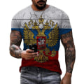 Miniatyrbild 3 av 5: Ryska flaggan Print Kortärmad Casual Sommar T-shirt med rund hals för män DT-3107 5XL
