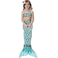 Miniatyrbild 1 av 3: Barn Flickor Mermaid Tail Bikini Set Badkläder Baddräkt Simdräkt Dark Green 6-7 Years