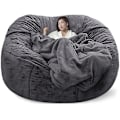 Miniatyrbild 1 av 5: Lazy Sofa Bean Bag konstgjord päls Bean Bag (endast bönor) snow dark gray 135 x 65cm