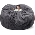 Miniatyrbild 1 av 5: Lazy Sofa Bean Bag konstgjord päls Bean Bag (endast bönor) snow dark gray 180x90cm