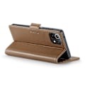 Miniatyrbild 4 av 5: Caseme 023 Series Case För Xiaomi Mi 11 Lite 4g / 5g / 11 Lite 5g Ne , Pu Läder Litchi Texture Stand Rfid Blocking Phone Cover Brown