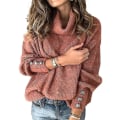 Miniatyrbild 1 av 2: Dam Långärmad Turtle Neck Jumper Casual Pullover Lös stickad tröja Toppar Plus Size Brick Red L
