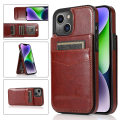 Miniatyrbild 1 av 5: Telefon Kickstand Case För Iphone 14 Plus, Korthållare Pu Läder + Tpu Cover Brown