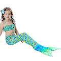 Miniatyrbild 1 av 2: Barn Flickor Mermaid Tail Bikini Set Badkläder Baddräkt Simdräkt Green 4-5 Years