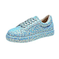 Miniatyrbild 2 av 3: Kvinnor med snörning Glitter Sneakers Glitter Casual Jogging Sneakers Platta skor Lake Blue 38