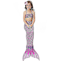 Miniatyrbild 1 av 5: Barn Flickor Mermaid Tail Bikini Set Badkläder Baddräkt Simdräkt Purple 10-11 Years