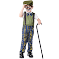 Miniatyrbild 1 av 4: 2-12 år gamla barn pojke morfar 100 dagar i skolan Äldre kläder Finklänning Jumpsuit Hatt glasögon set 2-4 years old