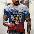Miniatyrbild 4 av 5: Ryska flaggan Print Kortärmad Casual Sommar T-shirt med rund hals för män DT-3107 3XL