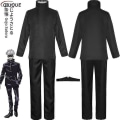 Miniatyrbild 5 av 5: 2023-anime Jujutsu Kaisen Gojo Satoru Cosplay Kostym Toppar Byxor Ögonlapp Halloween Party Män Uniform Peruker-1-1 Black Package 4 L
