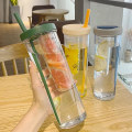 Miniatyrbild 2 av 5: Drickskopp med sugrör och lock, resekopp för lemonad, smoothie & juice, återanvändbar 700 ml plastgul green