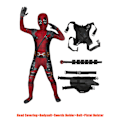 Miniatyrbild 1 av 4: MARVEL Barn Deadpool Cosplay Kostym Vuxna Bodysuit Jumpsuit med Tillbehör Huvudbonad Festkläder Klä Ut Kläder One Size 5pcs-NEW Design1