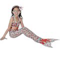 Miniatyrbild 2 av 3: Barn Flickor Mermaid Tail Bikini Set Badkläder Baddräkt Simdräkt Hög kvalitet Red 150