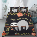 Miniatyrbild 1 av 4: Sloth sängkläder påslakan set för flickor täcke och örngott