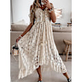 Miniatyrbild 2 av 5: Sommar Boho Långa Klänningar Kvinnor Spets V-hals Spaghetti Rem Klänning Dam Off Shoulder Strandklänning Vit Klänning Vestidos De Mujer DHLYQ19 White M