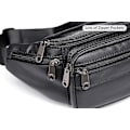 Miniatyrbild 4 av 5: Äkta läder Fanny Pack välgjord slitstark midjeväska i läder med massor av fickor med blixtlås Svart null none