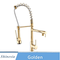 Miniatyrbild 1 av 4: Shinesia Chrome Färdig Utdragbar Fjäder Köksblandare Vridbar pip Kärl Diskbänk Blandare Varmt och kallt C China Golden