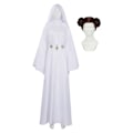 Miniatyrbild 3 av 4: Film Cos Leia Cosplay Drottning Kostym Outfits Fantasy Klänning Peruk Halloween Karneval Dräkt Tillbehör För Vuxna Flickor Rollspel XL Female