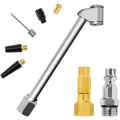 Miniatyrbild 1 av 7: V2ine 8 tums uppblåsbar förlängningsgummislang, lås på luftchuck+gummislang+1/4&#34; Quick Plug, Closed Flow Tire Inflator Chuck med klämma för 1Set inflate kit