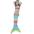 Miniatyrbild 1 av 3: Barn Flickor Mermaid Tail Bikini Set Badkläder Baddräkt Simdräkt Hög kvalitet A Rainbow 110